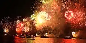 photo of new years eve bosphorus dinner cruise in Bakı by night with fireworks