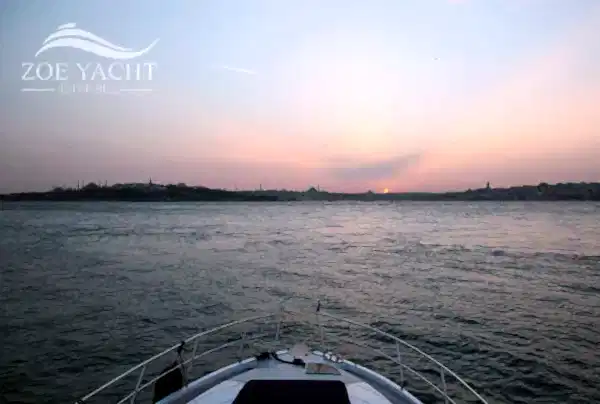 Bosphorus sunset yacht view from deck in Bakı